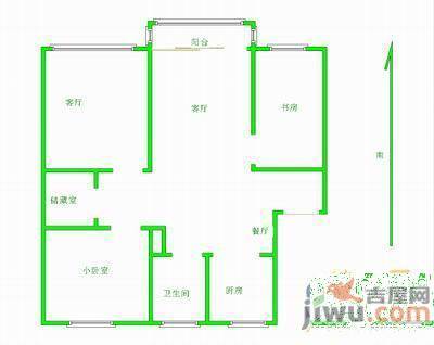 康泰花园1室1厅1卫50㎡户型图