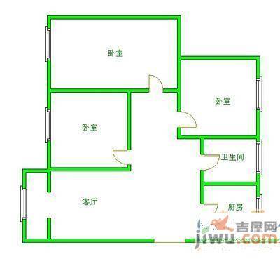 康泰花园1室1厅1卫50㎡户型图