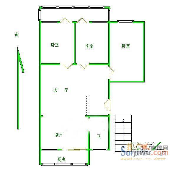 港运新村3室1厅0卫95㎡户型图