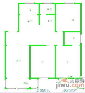 谷阳新村1室1厅1卫54㎡户型图