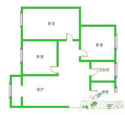 仓巷1室1厅1卫56㎡户型图