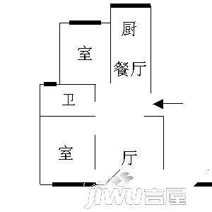 西苑新村1室1厅1卫39㎡户型图