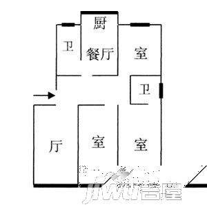 西苑新村1室1厅1卫39㎡户型图