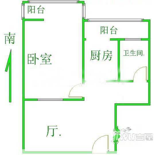 环球花苑3室1厅1卫100㎡户型图