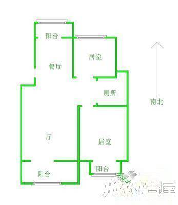 金山水城2室1厅1卫56㎡户型图