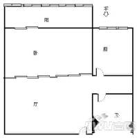 朱方路227号1室1厅1卫53㎡户型图