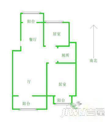 京都华庭1室1厅1卫52㎡户型图