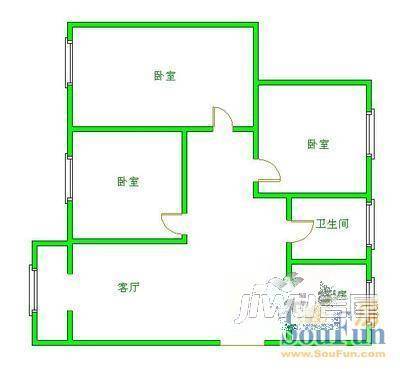 世纪花园百合苑2室2厅1卫75㎡户型图