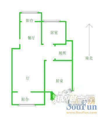 世纪花园百合苑2室2厅1卫75㎡户型图