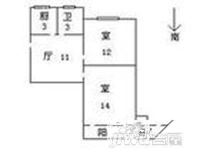 王家巷2室1厅1卫56㎡户型图