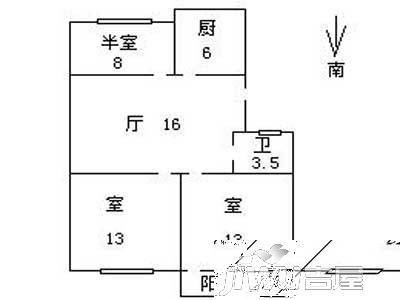 王家巷2室1厅1卫56㎡户型图