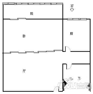 白莲巷1室1厅1卫52㎡户型图