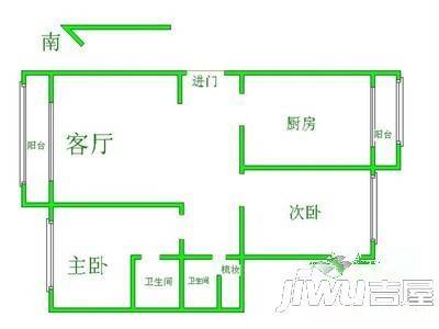 桃花山庄园林2室1厅1卫65㎡户型图