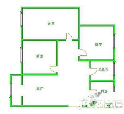 黄山新村1室1厅1卫38㎡户型图