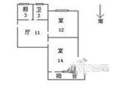 花山湾九区2室1厅1卫53㎡户型图