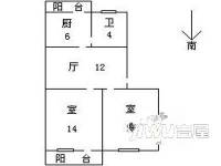 三茅宫三区2室1厅1卫50㎡户型图