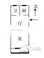 绿竹巷1室1厅1卫43㎡户型图