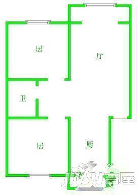 跑马山66号1室1厅1卫38㎡户型图