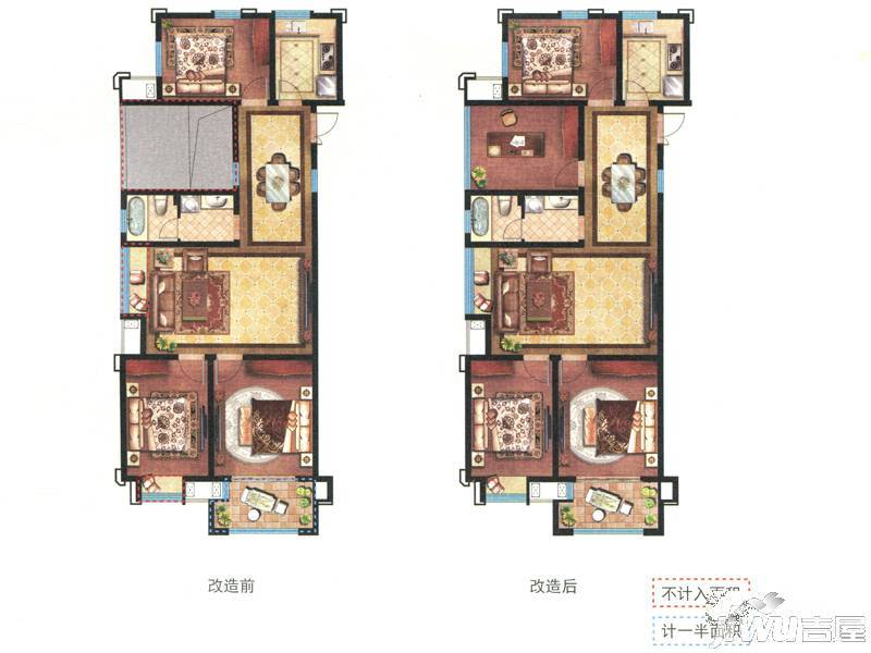 格林铭郡3室2厅1卫119.1㎡户型图