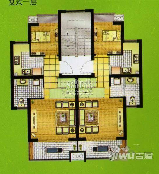 美林湾五区2室2厅1卫76㎡户型图