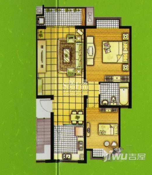 美林湾五区2室1厅1卫78㎡户型图