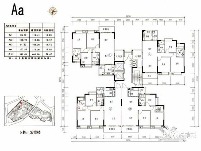 百信花苑3室2厅2卫户型图