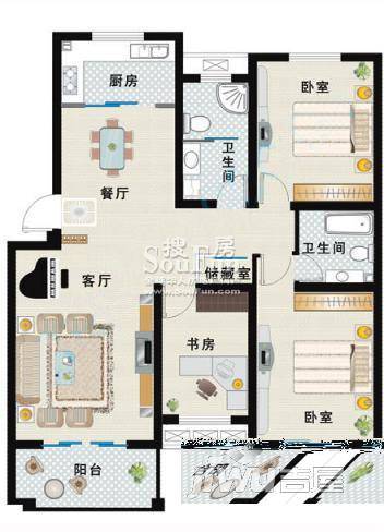 西湖花园4室0厅0卫145㎡户型图