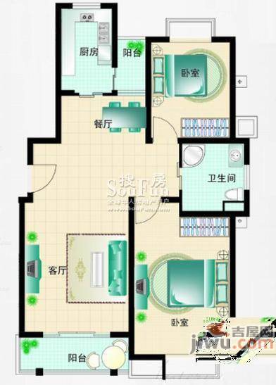 国际华城一村0室0厅1卫106㎡户型图