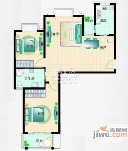 国际华城一村0室0厅1卫104㎡户型图