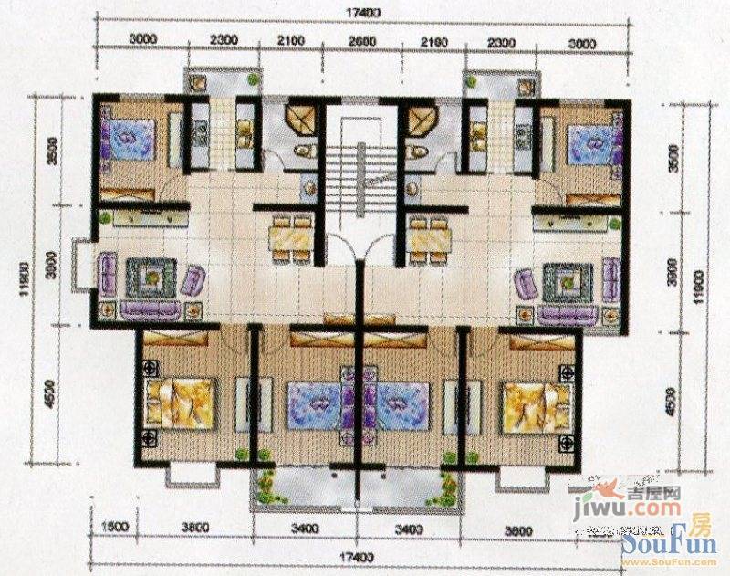 水墨蘭庭3室2厅2卫130㎡户型图