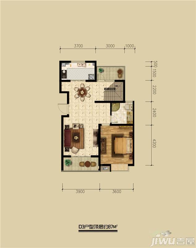 春晖家园3室3厅2卫47㎡户型图