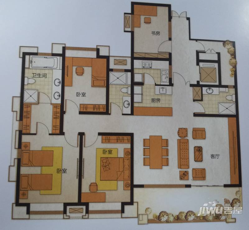 长发都市诸公4室3厅3卫140㎡户型图