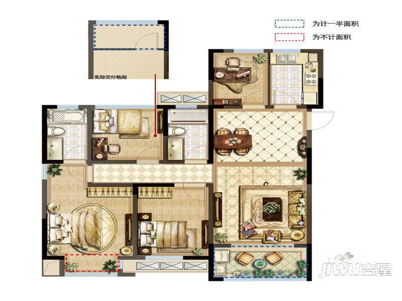 紫金上品苑4室2厅2卫124㎡户型图