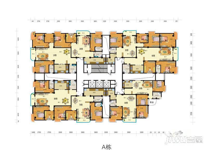 我爱我家普通住宅142.8㎡户型图