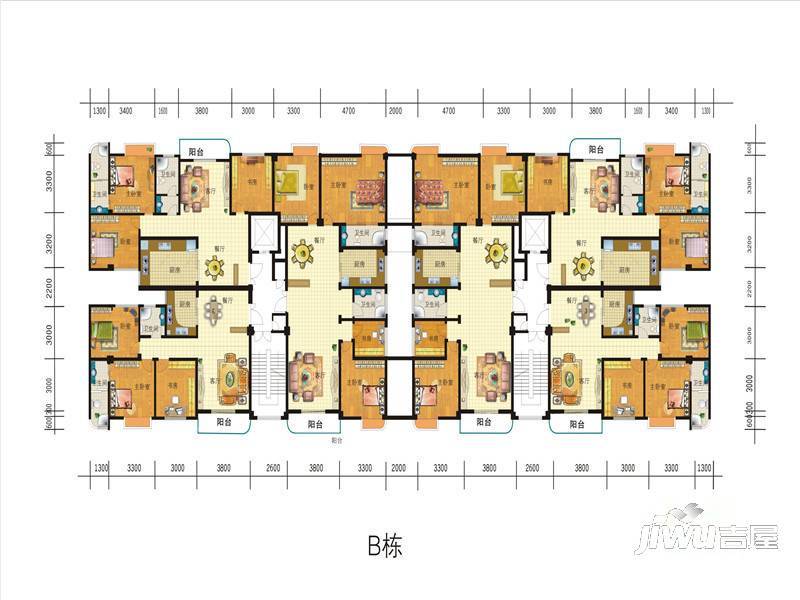 我爱我家普通住宅142.8㎡户型图