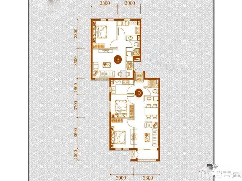 金海蓝湾3室4厅2卫119㎡户型图