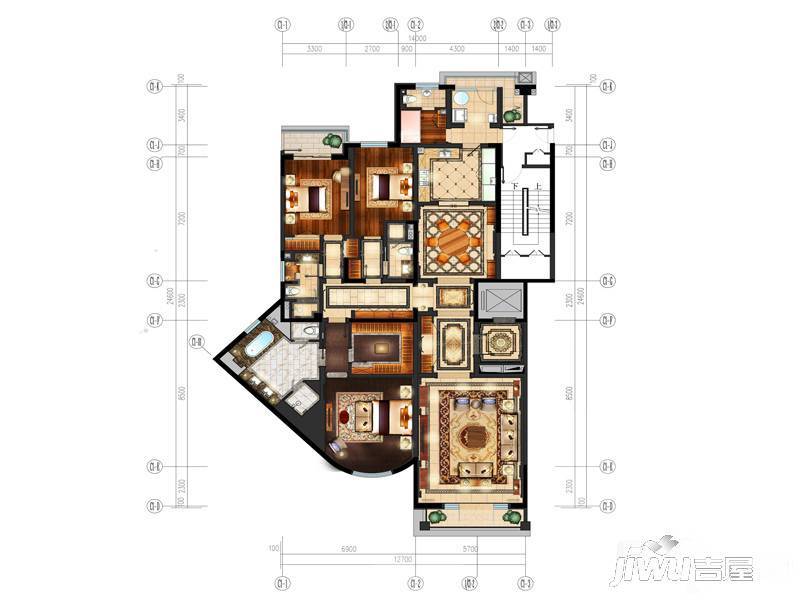 一方大连城堡3室2厅4卫308㎡户型图