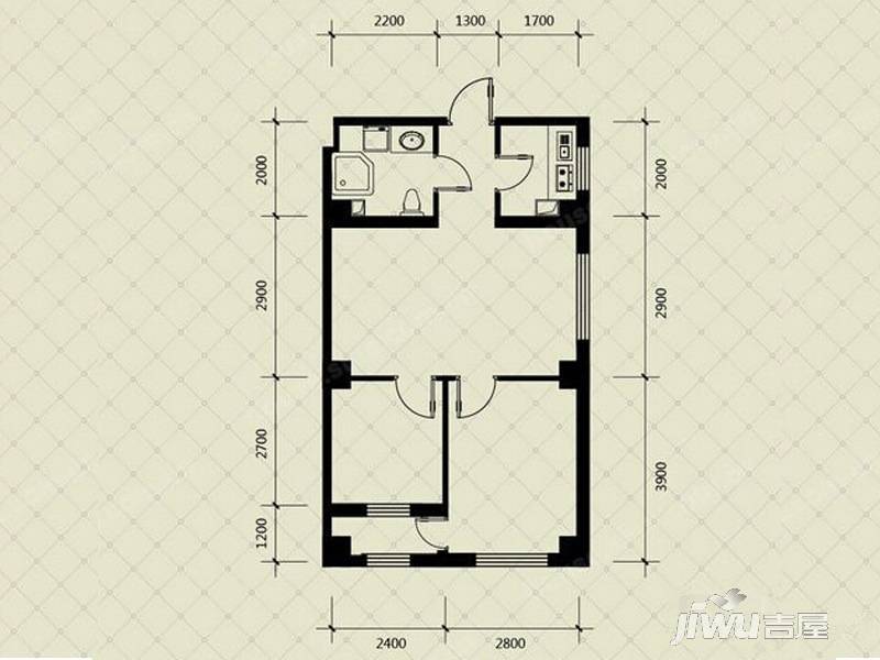 富林国际爱情公寓2室1厅1卫65㎡户型图