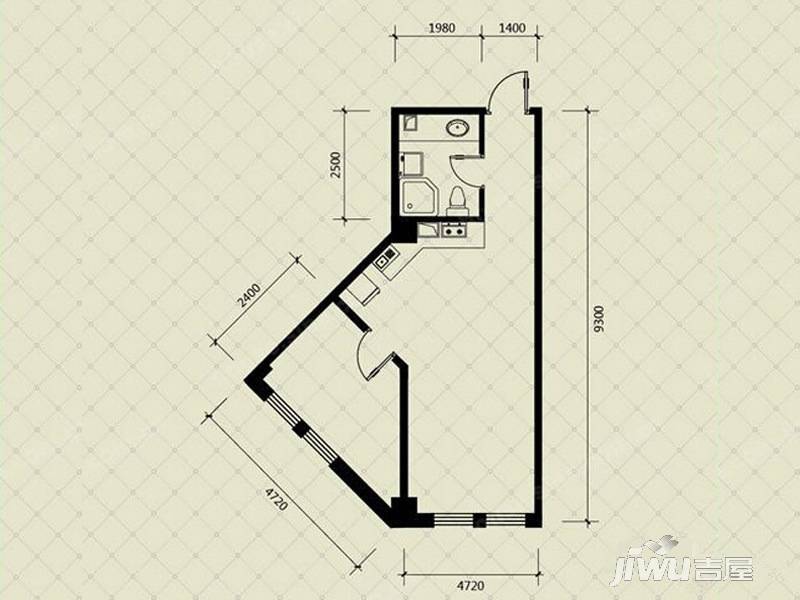 富林国际爱情公寓1室1厅1卫56.2㎡户型图