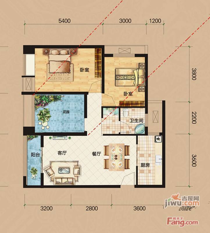 天下公馆3室2厅1卫97.1㎡户型图