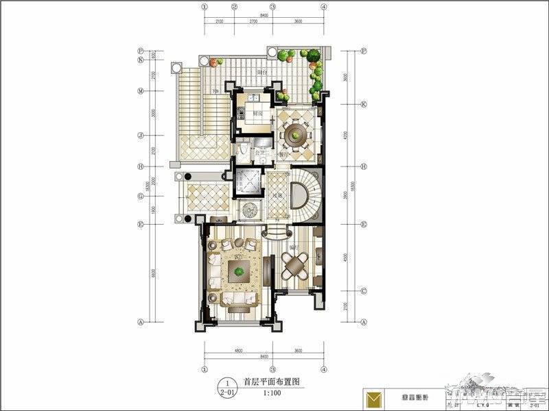 翡翠蓝湾3室3厅1卫280.4㎡户型图