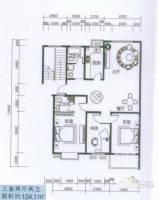 浦东国际花园3室2厅2卫124.1㎡户型图