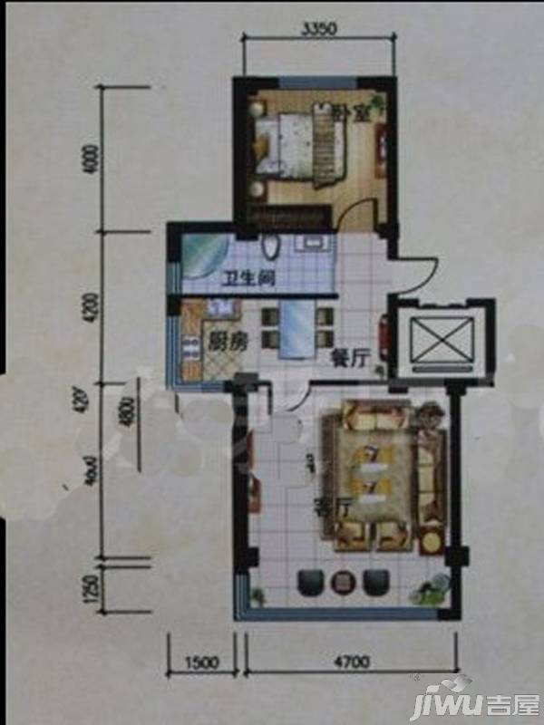 香格里拉花园北岸3室2厅1卫141.5㎡户型图