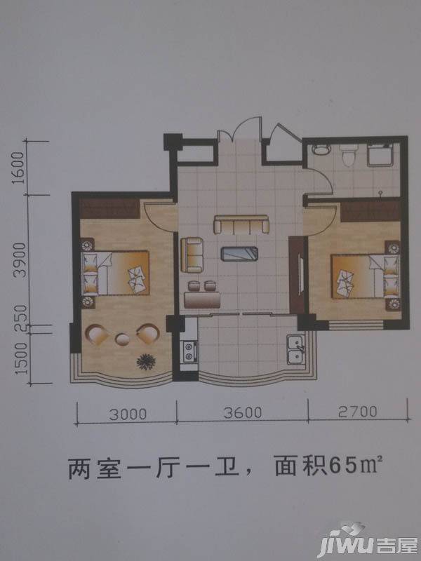 轩和碧水龙庭2室2厅1卫100㎡户型图