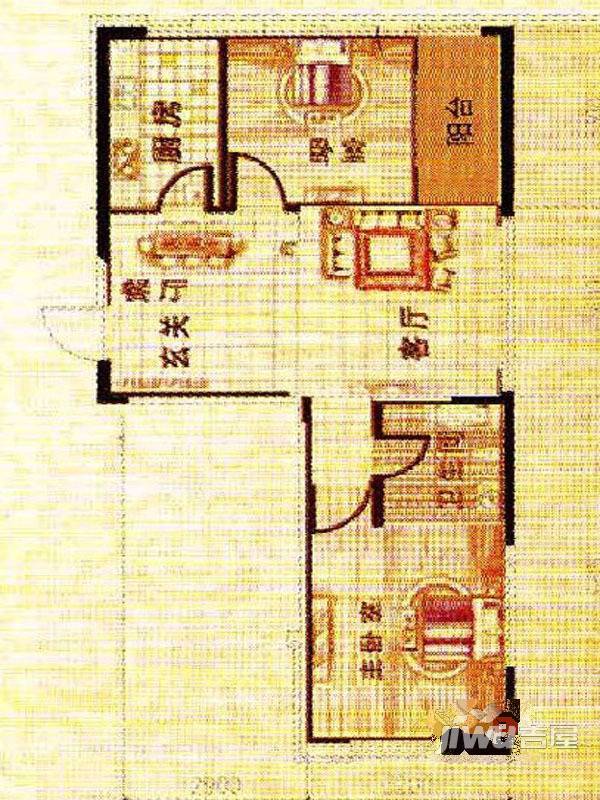 溪城丽景2室2厅1卫82.3㎡户型图