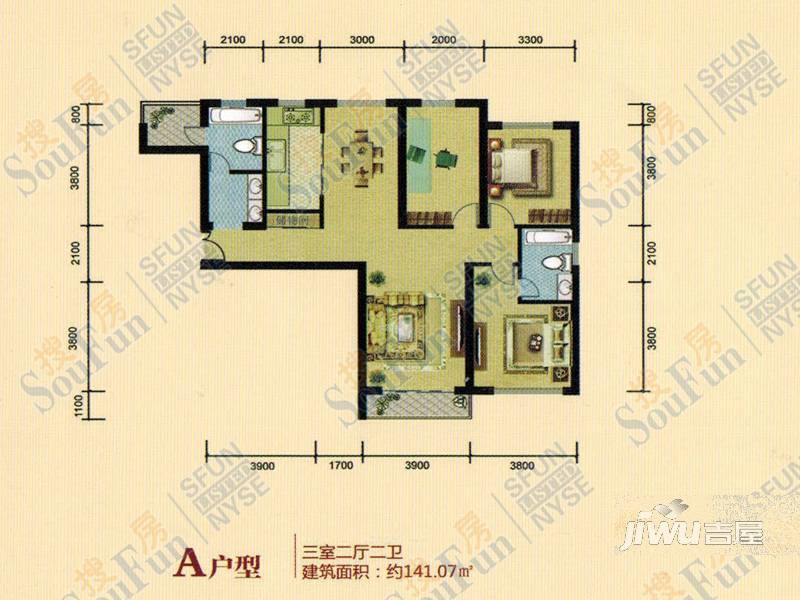 金水湾B区4室2厅2卫220.4㎡户型图