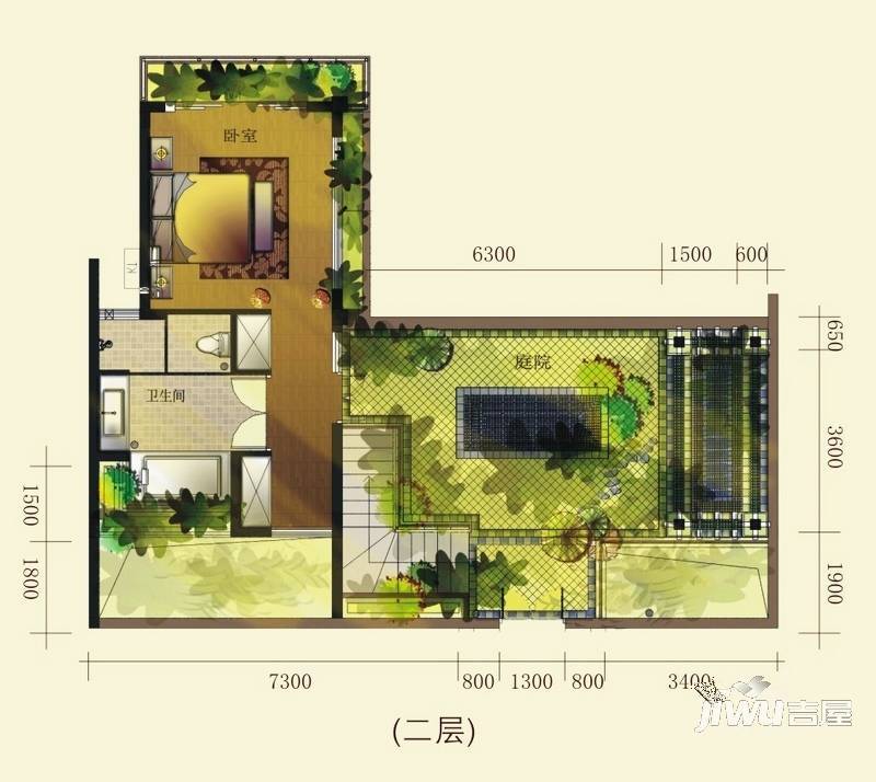 海南五指山雨林公馆2室2厅4卫112㎡户型图