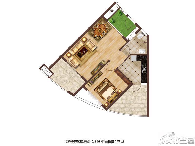 保亭奥兰花园1室1厅1卫户型图