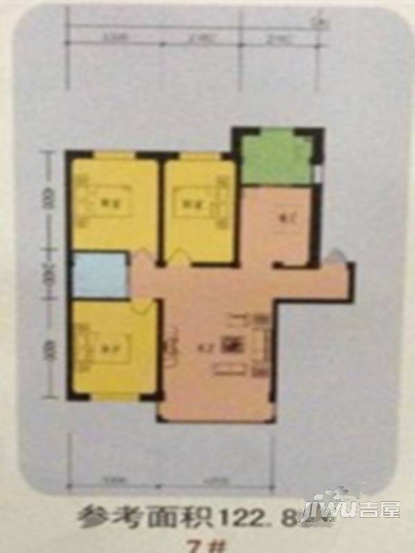 辽阳鑫德雅居3室2厅1卫122.9㎡户型图