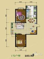圣泰雅园2室2厅1卫104㎡户型图